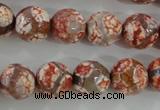 CAG5359 15.5 inches 12mm faceted round tibetan agate beads wholesale