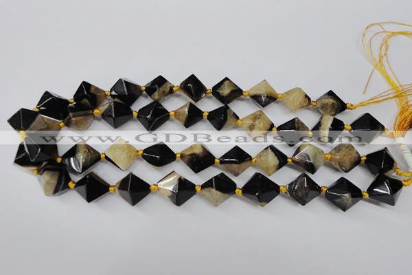 CAG5497 15.5 inches 18*18mm faceted bicone agate gemstone beads