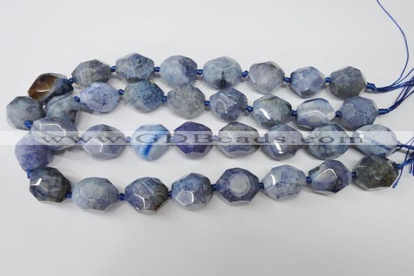 CAG5516 15.5 inches 18*22mm faceted nuggets agate gemstone beads