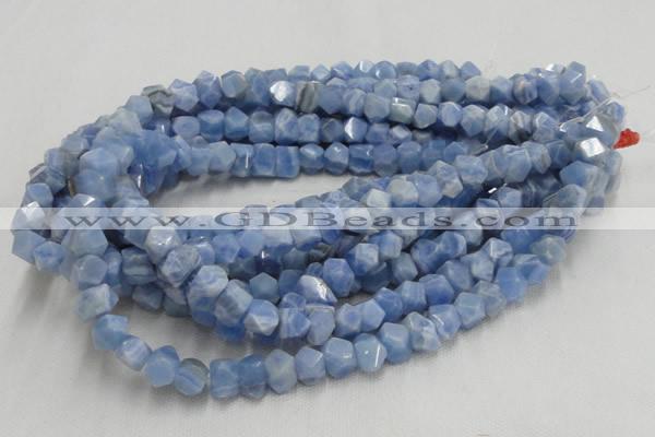 CAG557 16 inches 8*12mm faceted freeform blue agate beads wholesale