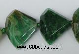 CAG5578 15 inches 20*25mm faceted triangle dragon veins agate beads