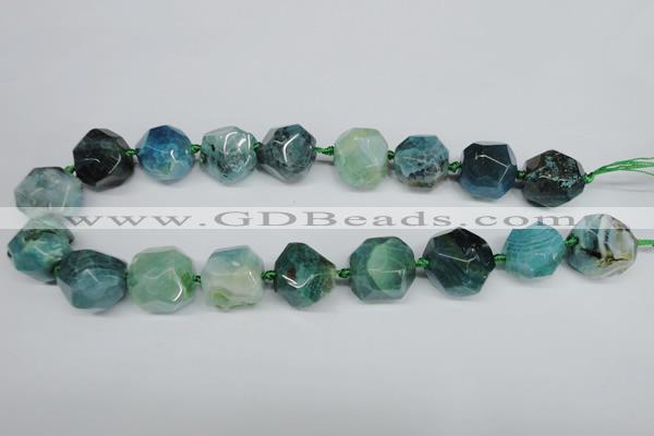 CAG5616 15 inches 20mm faceted nuggets agate gemstone beads