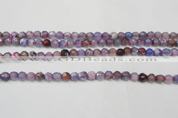 CAG5652 15 inches 4mm faceted round fire crackle agate beads