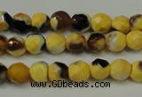 CAG5653 15 inches 4mm faceted round fire crackle agate beads