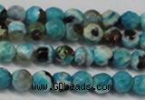 CAG5659 15 inches 4mm faceted round fire crackle agate beads