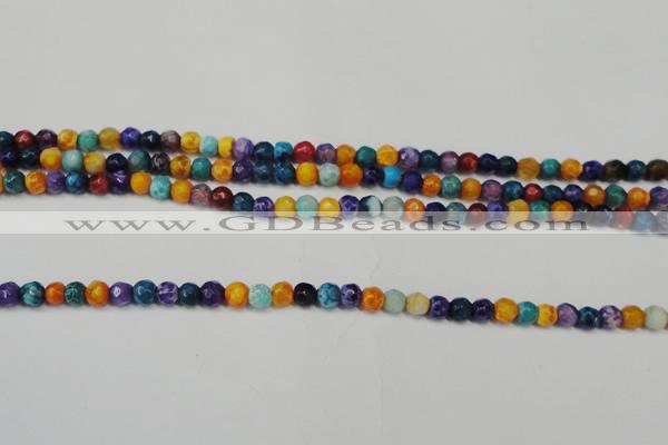 CAG5660 15 inches 4mm faceted round fire crackle agate beads