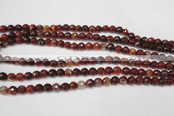 CAG5676 15 inches 6mm faceted round fire crackle agate beads