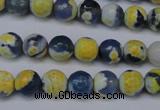 CAG5688 15 inches 8mm faceted round fire crackle agate beads