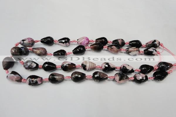 CAG5721 15 inches 12*16mm faceted teardrop fire crackle agate beads