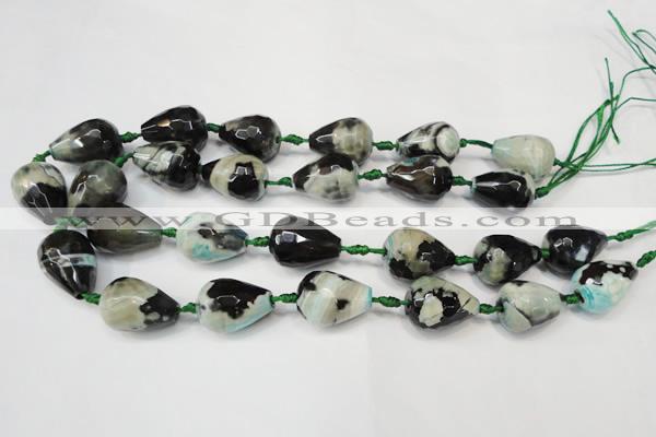 CAG5744 15 inches 15*20mm faceted teardrop fire crackle agate beads