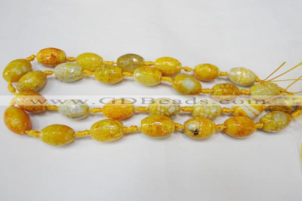 CAG5790 15 inches 13*18mm faceted rice fire crackle agate beads