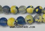 CAG5805 15 inches 10mm faceted round fire crackle agate beads