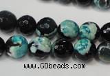 CAG5811 15 inches 10mm faceted round fire crackle agate beads