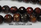 CAG5816 15 inches 10mm faceted round fire crackle agate beads