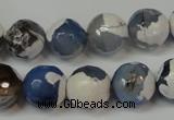 CAG5821 15 inches 12mm faceted round fire crackle agate beads