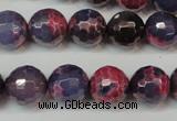 CAG5826 15 inches 12mm faceted round fire crackle agate beads