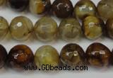 CAG5831 15 inches 12mm faceted round fire crackle agate beads