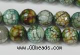 CAG5833 15 inches 12mm faceted round fire crackle agate beads