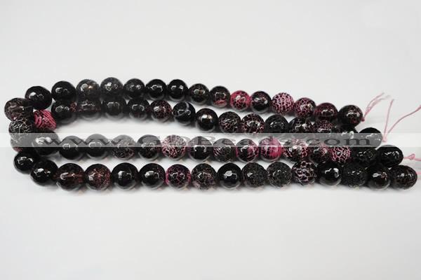 CAG5837 15 inches 12mm faceted round fire crackle agate beads