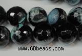 CAG5841 15 inches 14mm faceted round fire crackle agate beads