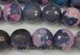 CAG5844 15 inches 14mm faceted round fire crackle agate beads