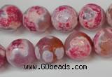 CAG5845 15 inches 14mm faceted round fire crackle agate beads