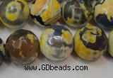 CAG5859 15 inches 16mm faceted round fire crackle agate beads