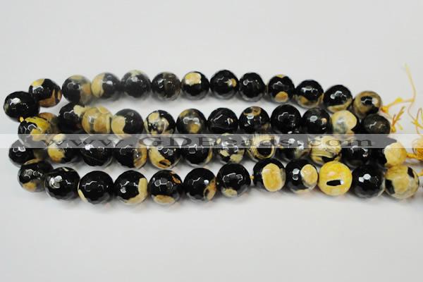 CAG5860 15 inches 16mm faceted round fire crackle agate beads