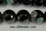 CAG5865 15 inches 16mm faceted round fire crackle agate beads