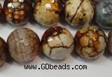 CAG5867 15 inches 16mm faceted round fire crackle agate beads