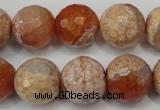 CAG5868 15 inches 16mm faceted round fire crackle agate beads