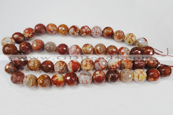 CAG5869 15 inches 16mm faceted round fire crackle agate beads