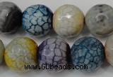 CAG5873 15 inches 16mm faceted round fire crackle agate beads