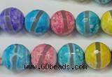 CAG5892 15 inches 12mm faceted round tibetan agate beads wholesale