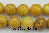 CAG5941 15.5 inches 12mm round yellow crazy lace agate beads