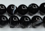 CAG5946 15.5 inches 12mm round black line agate beads wholesale