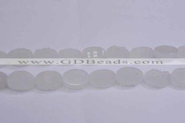 CAG5981 15.5 inches 18*25mm oval white agate gemstone beads