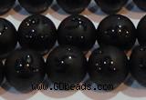 CAG6002 15.5 inches 8mm carved round matte black agate beads