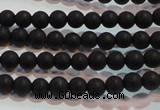 CAG6010 15.5 inches 4mm round matte black agate beads