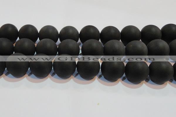 CAG6018 15.5 inches 20mm round matte black agate beads