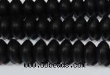 CAG6021 15.5 inches 4*8mm rondelle matte black agate beads