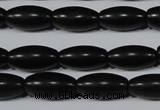 CAG6025 15.5 inches 6*12mm rice matte black agate beads