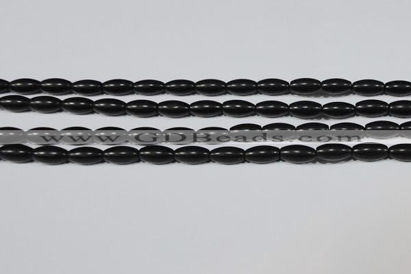 CAG6025 15.5 inches 6*12mm rice matte black agate beads