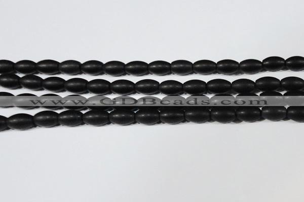 CAG6026 15.5 inches 8*12mm rice matte black agate beads