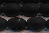 CAG6027 15.5 inches 12*16mm rice matte black agate beads