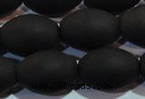 CAG6028 15.5 inches 13*18mm rice matte black agate beads