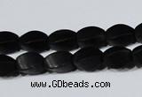 CAG6040 15.5 inches 5*8mm twisted rice matte black agate beads