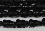 CAG6042 15.5 inches 5*8mm carved calabash matte black agate beads