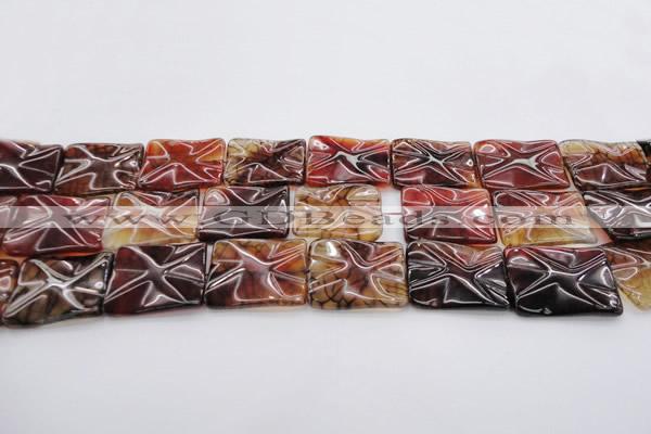 CAG6065 15.5 inches 18*25mm wavy rectangle dragon veins agate beads