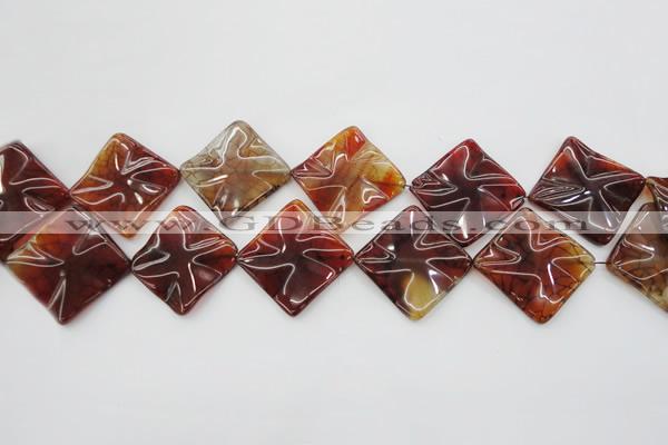 CAG6070 15.5 inches 20mm wavy diamond dragon veins agate beads